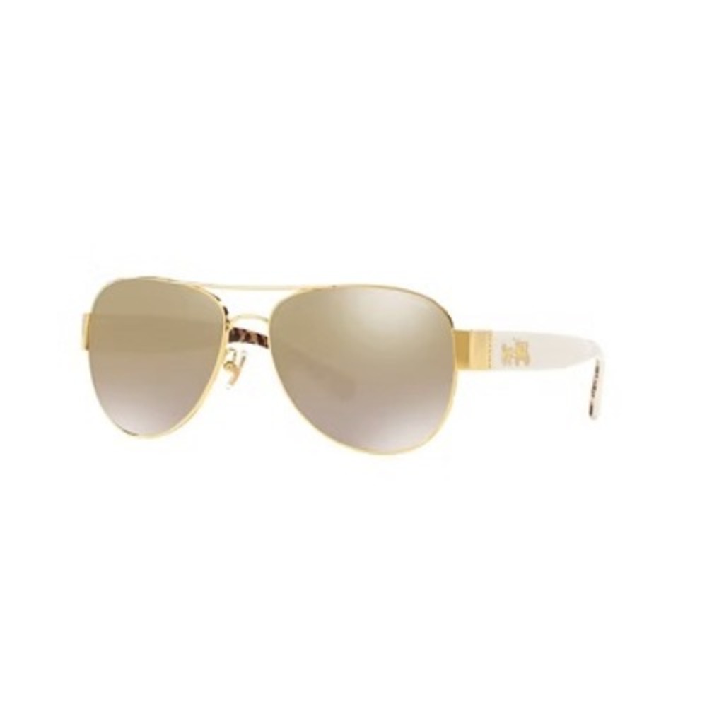 Coach Aviator Sunglasses Leopard Print Gold Horse Carriage Logo HC7059 9249T5